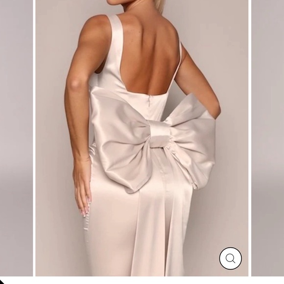Moda Glam Boutique ANGELINA OVERSIZED BOW GOWN- CHAMPAGNE - Picture 2 of 9
